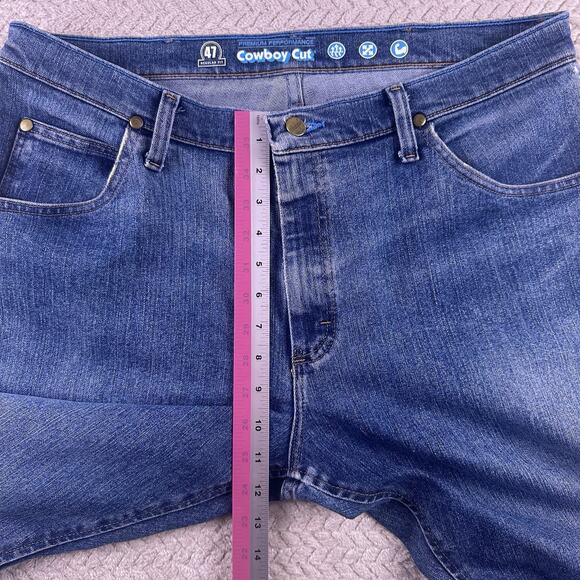 Wrangler Cowboy Cut 47 Mens 35x32 Regular Fit‎ Premium Performance Blue Jeans - Picture 10 of 16